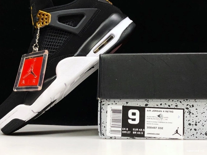 Air 308497-032 Black Gold-White Jordan 4 Metallic Royalty 0815